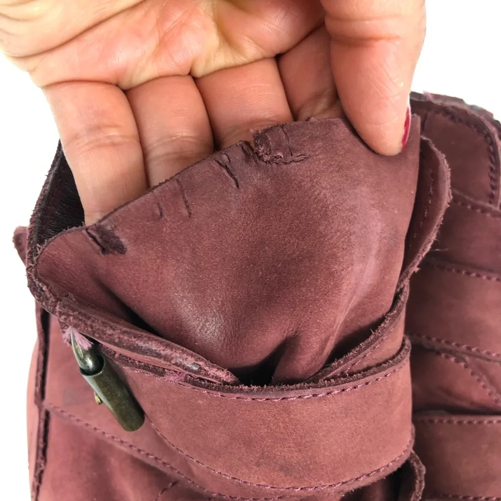Steve‎ Madden Territory burgundy nubuck Ankle Buckles Booties Size 10